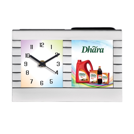 [60157] Table Clock Cum Pen Stand - Dhara