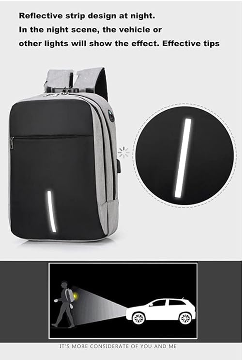 Anti-Theft Laptop Backpack with USB Charging Port, Combination Lock and Night Reflective Printing ( 42 x 32 
 x 13 cm)
