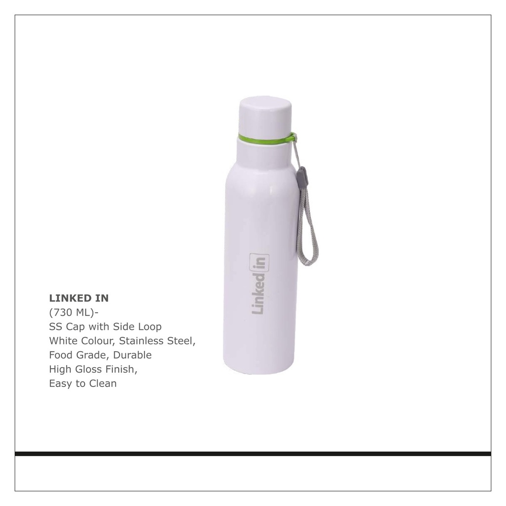 WATER BOTTLE STAINLESS STEEL CAP WITH SIDE LOOP - 730 ML