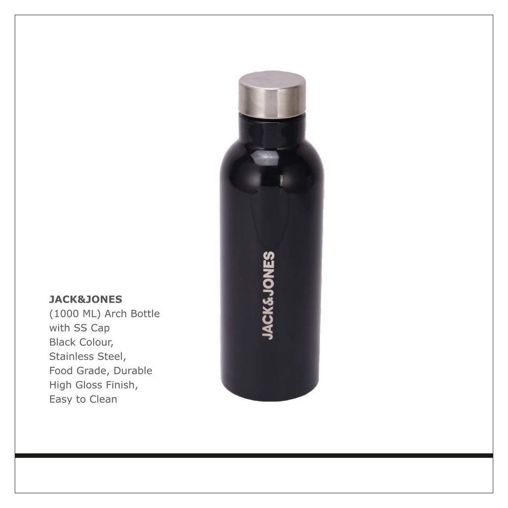 Water Bottle Stainless Steel with Steel Cap and Arch Design (1000 ML)