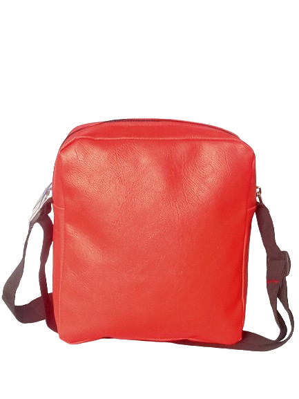SLING BAG - SIZE : 9 1/2" X 8 1/2" X 3", 24022201, 2796L, RED COLOR PU COATED REXINE					
