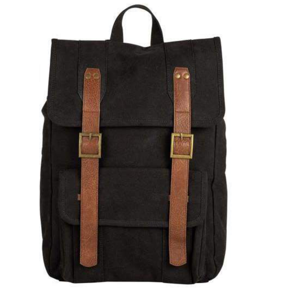 Parker Rugged Canvas Backpack Mc-1301 C - Water-Resistant College And Office Bag With 14-Inch Padded Laptop Compartment, Front Snap Pocket, And Secure Flap Closure - 30.48 Cm W X 40.64 Cm H X 12.7 Cm D