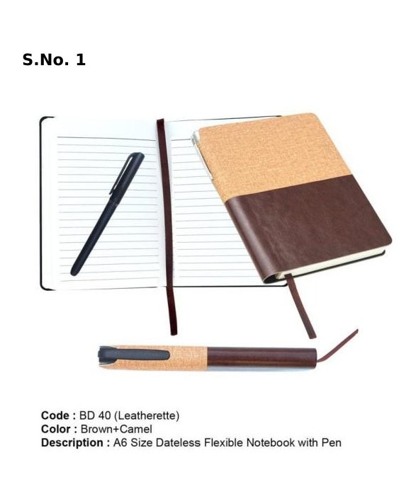 A 6 Dateless flexible notebook with pen (200 Pages)