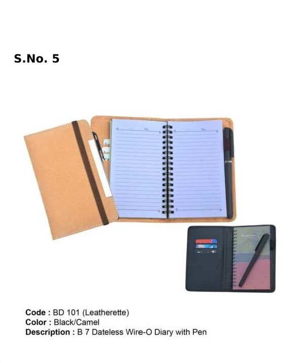 B 7 Dateless wire-o diary with pen (154 Pages)