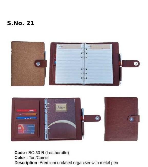 Premium undated organiser with metal pen (250 Pages) Size : 172 X 120 mm