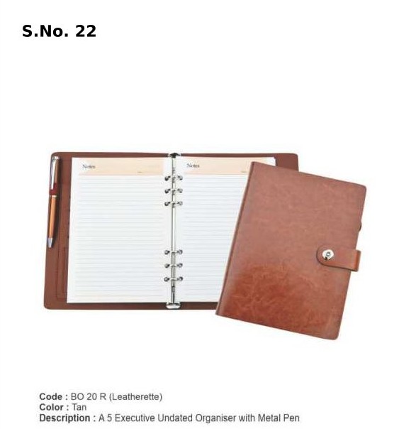 A 5 Executive undated organiser with metal pen (250 Pages)