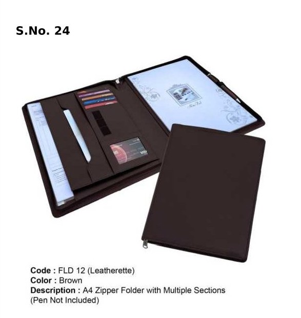 A4 Zipper Folder with Multiple Sections (without pen)