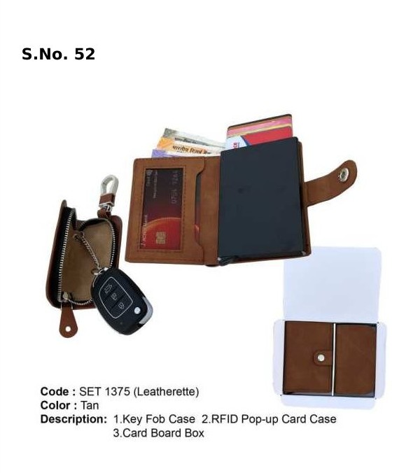 2 Piece Gift Set of Key fob case, RFID pop-up card case, card board box