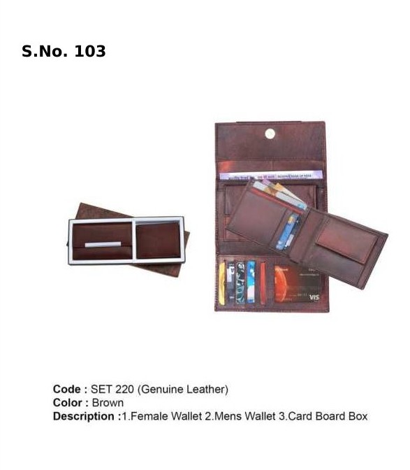 2 Piece Gift Set of ladies wallet, gents wallet, card board box