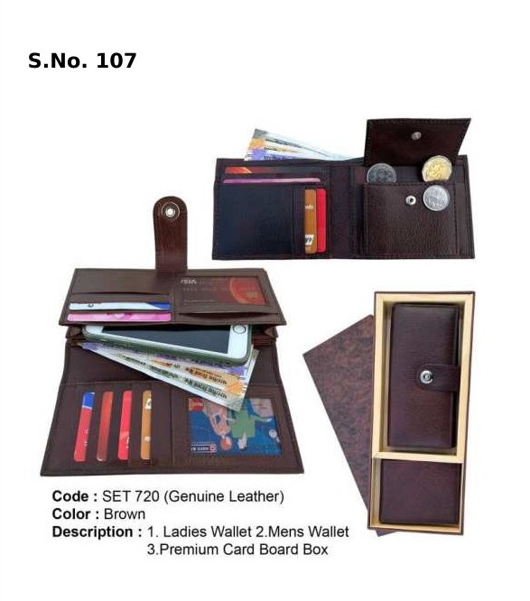 2 Piece Gift Set of ladies wallet, mens wallet, premium card board box