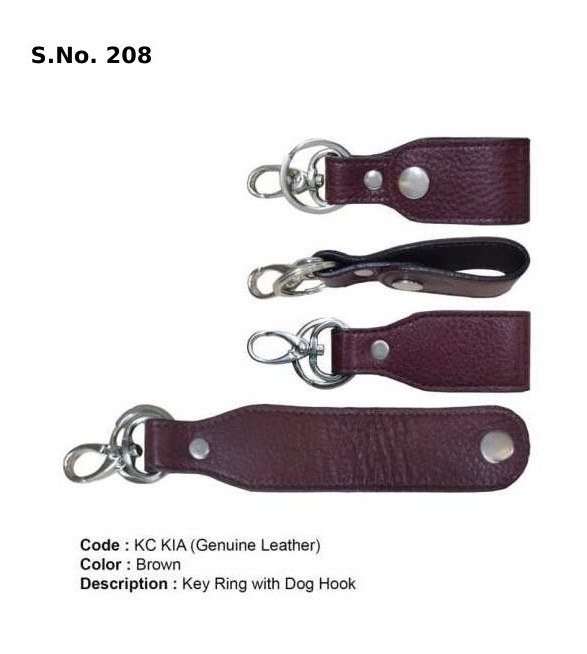 Key Ring with Dog Hook- Genuine Leather