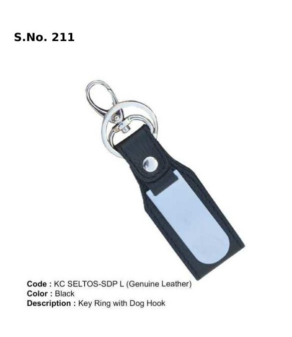 Key Ring with Dog Hook - Genuine Leather