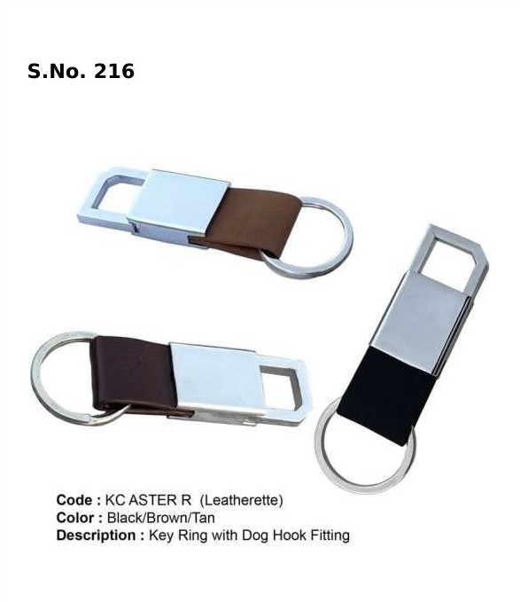 Key Ring with Dog Hook Fitting - Leatherette