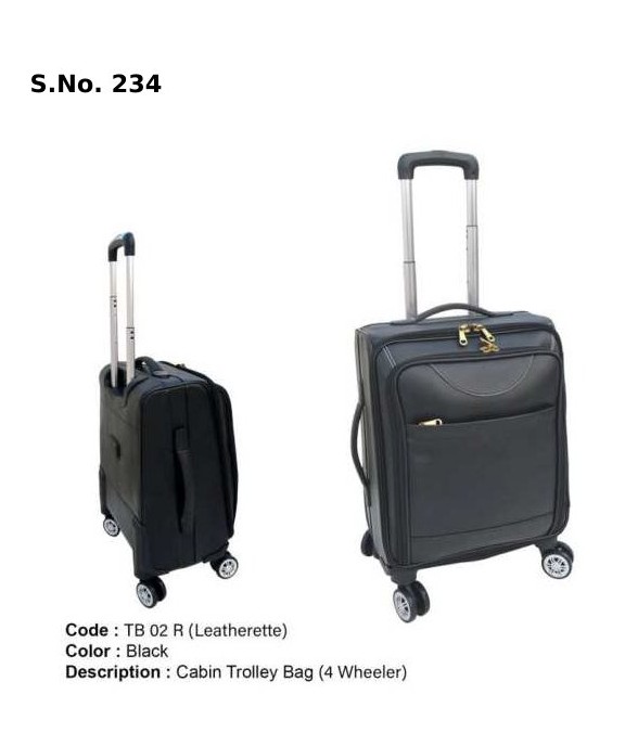 Cabin Trolley Bag - Leatherette (4 Wheeler)black