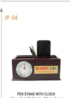 PEN STAND WITH CLOCK Size - 10x4.25", Weight - 565 gm (Appx)