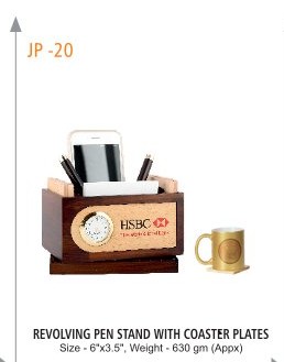 REVOLVING PEN STAND WITH COASTER PLATES Size - 6"x3.5", Weight - 630 gm (Appx)