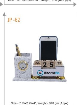 Pen Stand Size - 7.75x2.75x4", Weight - 340 gm (Appx)