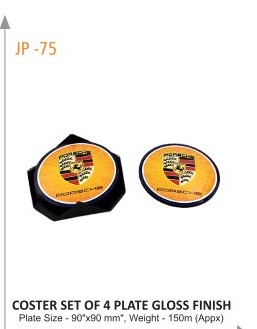 COASTER SET OF 4 PLATE GLOSS FINISH Plate Size - 90x90 mm""