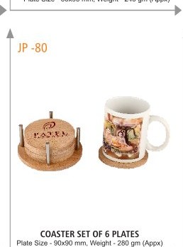 COASTER SET OF 6 PLATES Plate Size - 90x90 mm, Weight - 280 gm (Appx)