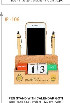 PEN STAND WITH CALENDAR GOTI Size - 5.75x3.5""