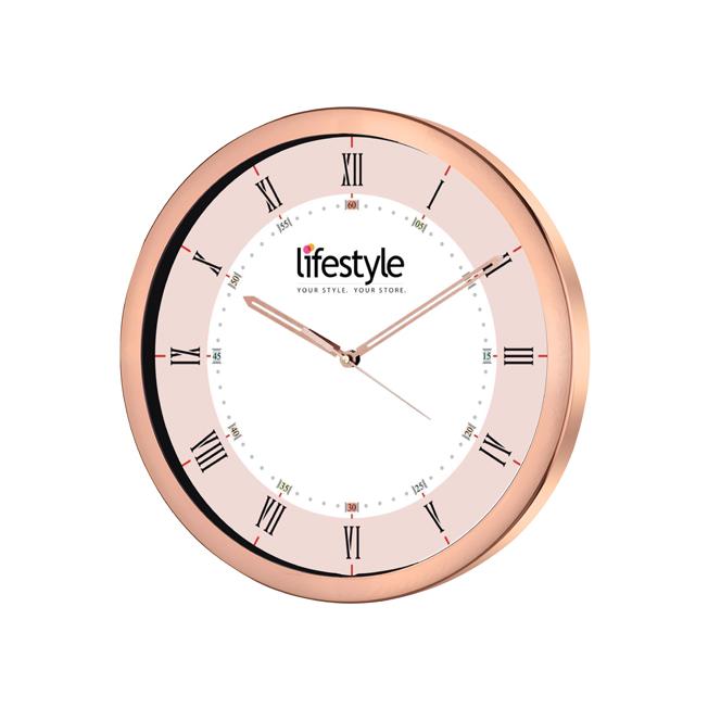 Rose Gold Finish Round Wall Clock 