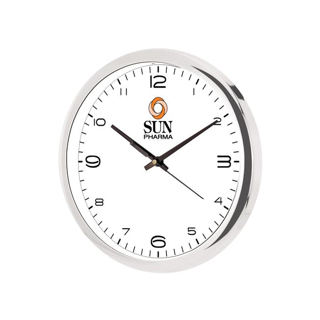 Silver Finish Round Wall Clock 