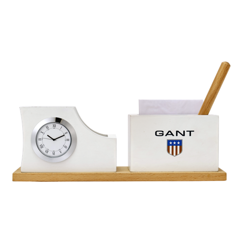Gant Table Clock With Pen And Pad Size:  2.75"X9.25"