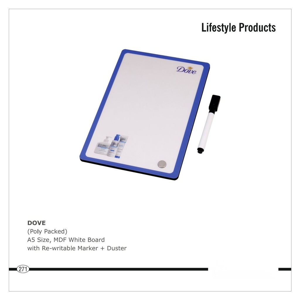  A5 Size MDF WHITE BOARD WITH RE-WRITABLE MARKER + DUSTER