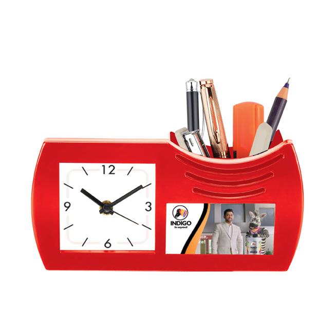 Table Clock With Pen Stand 6.47X3.78