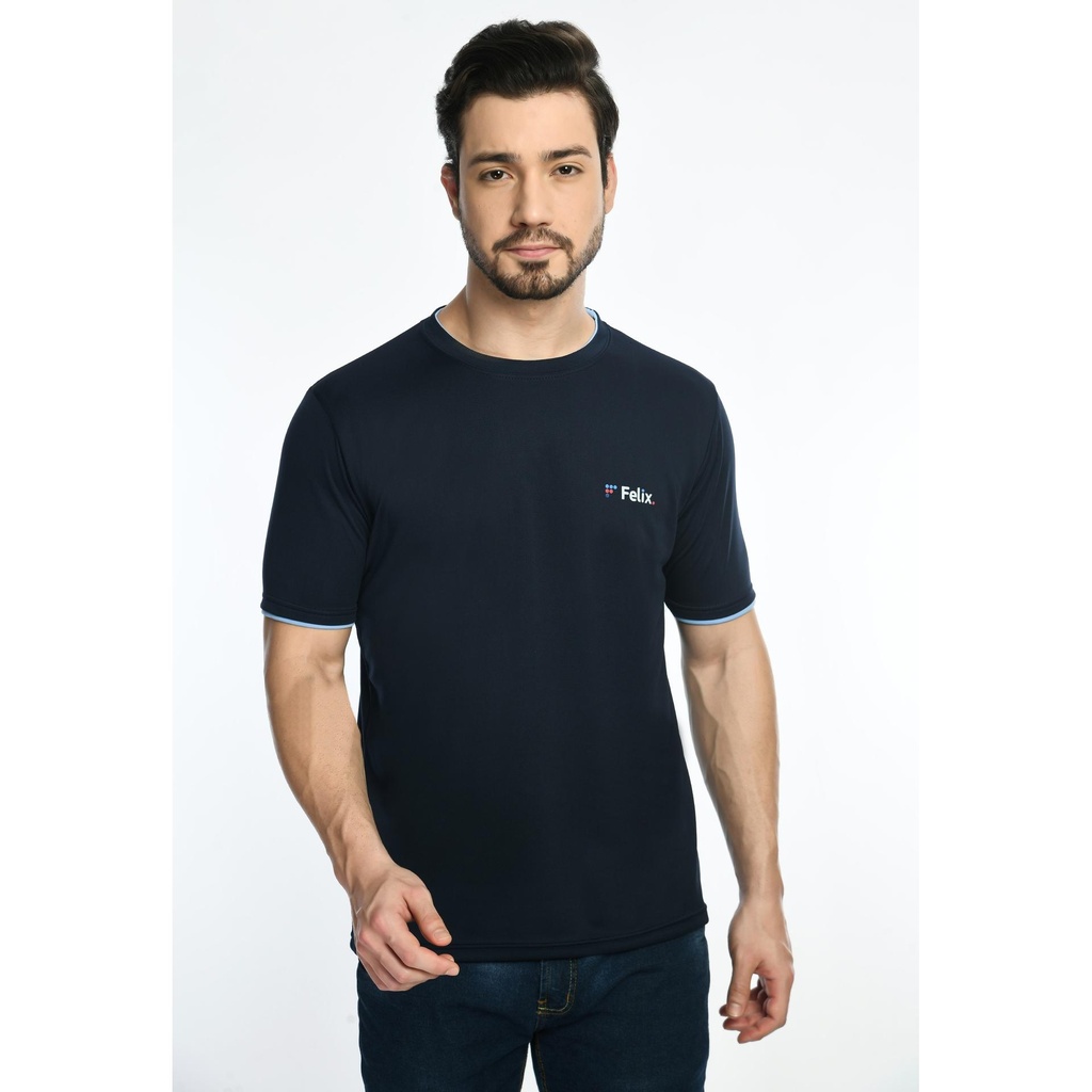 T-Shirt - Round Neck; Contrast Sleeve Piping; Fabric : Dot Knit Mesh; Sweat Absorbent ; Contrast Band