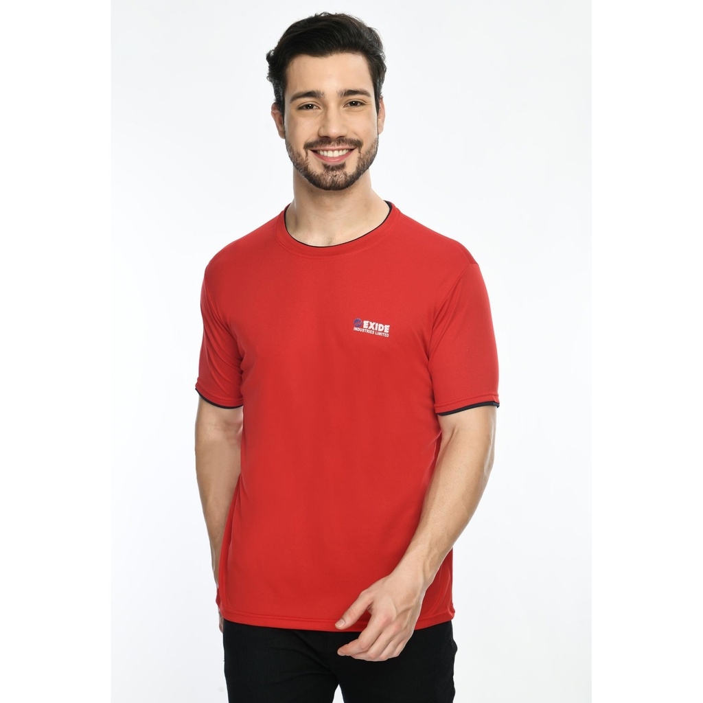 T-Shirt - Round Neck; Contrast Sleeve Piping; Fabric : Dot Knit Mesh; Sweat Absorbent ; Contrast Band
