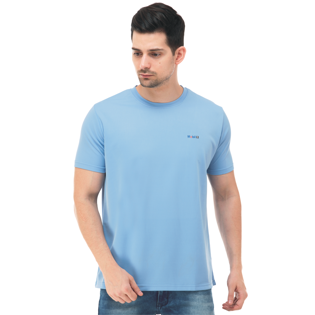 T-Shirt - Round Neck; Contrast Band; Fabric : Dot Knit Mesh; Sweat Absorbent