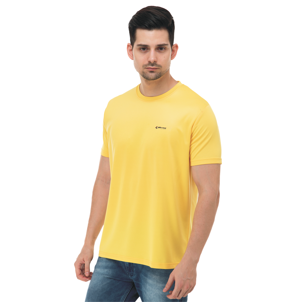 T-Shirt - Round Neck; Contrast Band; Fabric : Dot Knit Mesh; Sweat Absorbent