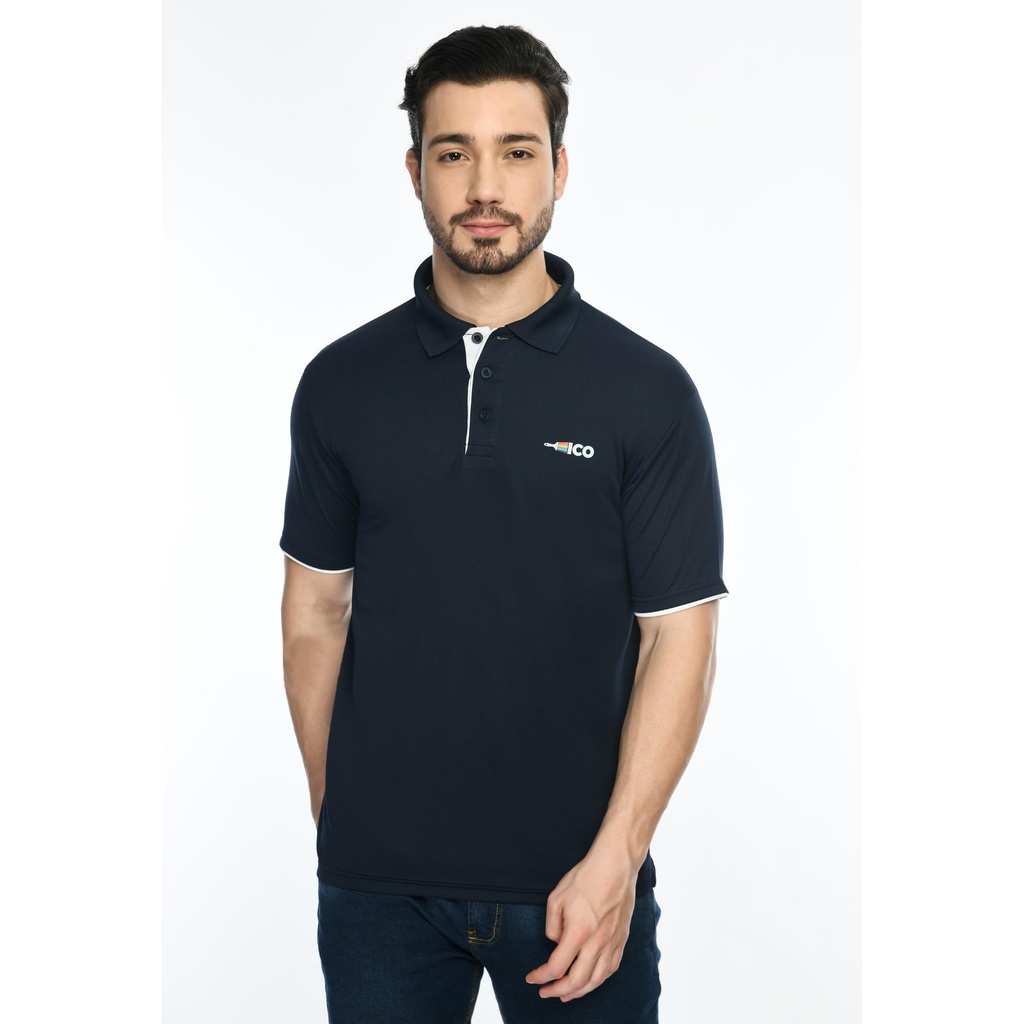 T-Shirt-Eco Polo; Contrast Bone And Sleeve Piping; Fabric : Dot Knit Mesh; Sweat Absorbent