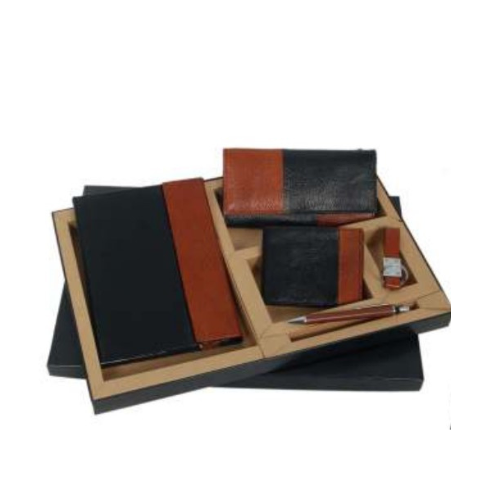 5 In 1 Pdm Leather Set Dairy, Ladies Wallet ,Gents Wallet ,Pen ,Key Chain With Box