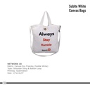 Network 18  |  Bag - Canvas, Fabric : Canvas Eco Friendly (Subtle White), Type : Shoulder Sling & Button Loop, Printing : Sublimation, Size : 13" X 14.25"