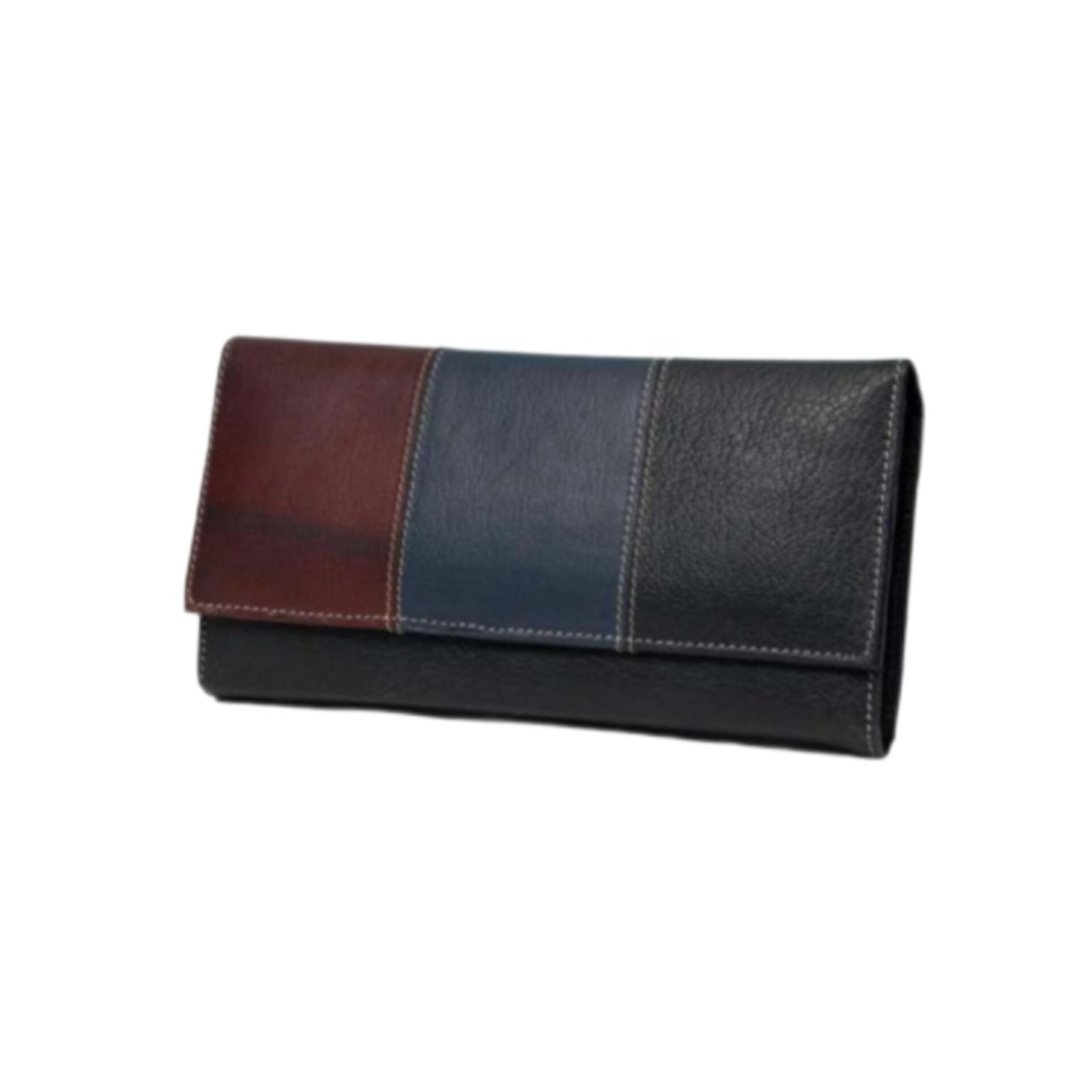 TRI COLOUR LADIES WALLET GOAT LEATHER
