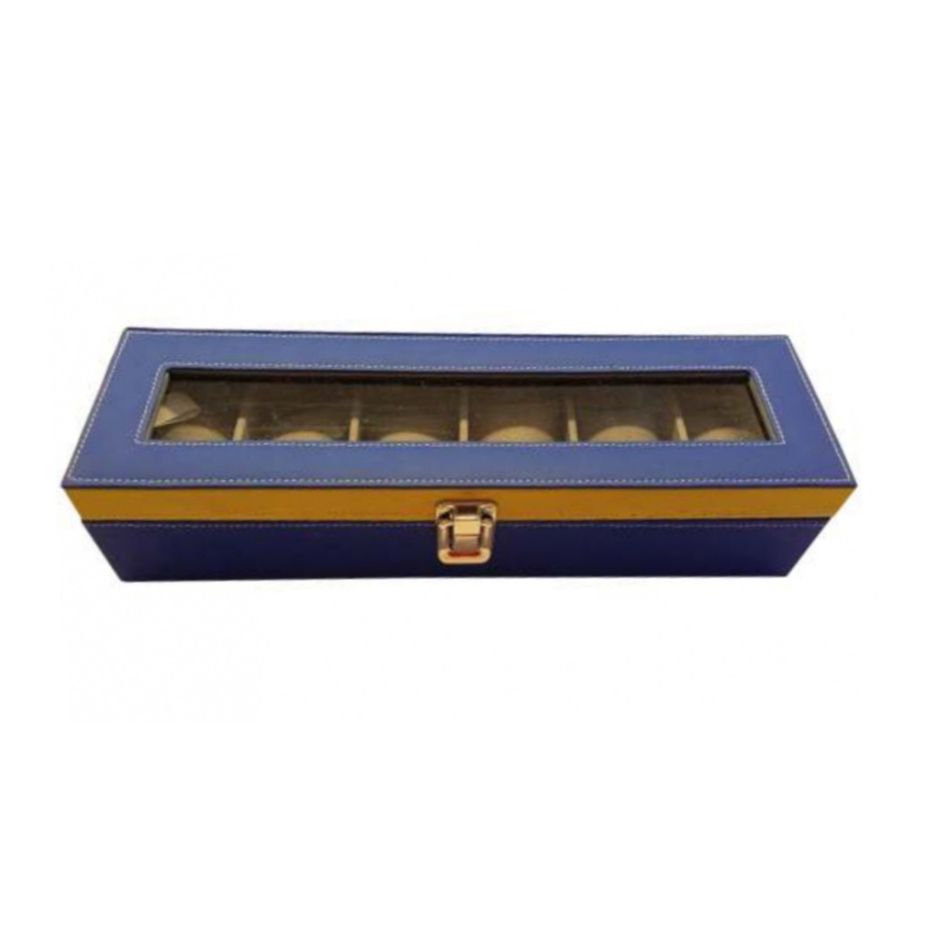Blue 6 slot watch box