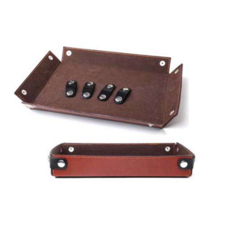 Brown and black leatherette paper tray 