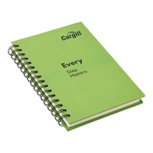 NOTEBOOK - Hard Cover Wiro, A5 Size, Hard Cover Wiro, Includes 2 Single Side Inserts, Individual Poly Pack, 80 GSM , 192 Pages