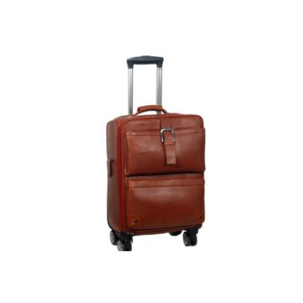 BROWN LEATHER BUCKLE TROLLY
