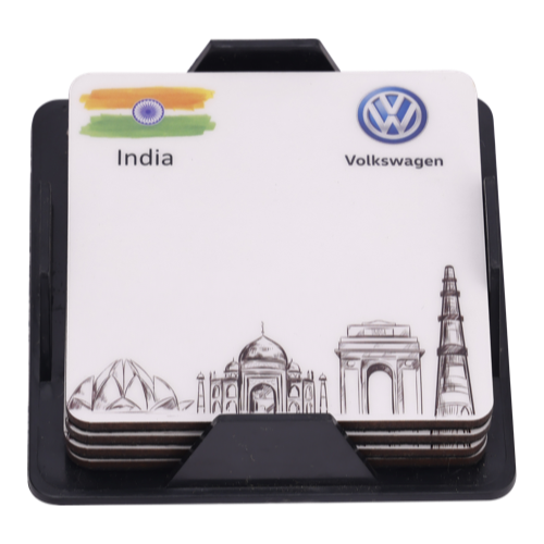 COASTERS - MDF High Gloss Coaster ( Set of 4 pcs) With Stand & Box - Square Coaster