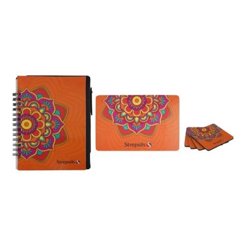  Spiral Notebook with pen+Mouse Pad +Eva Coasters - set of 3