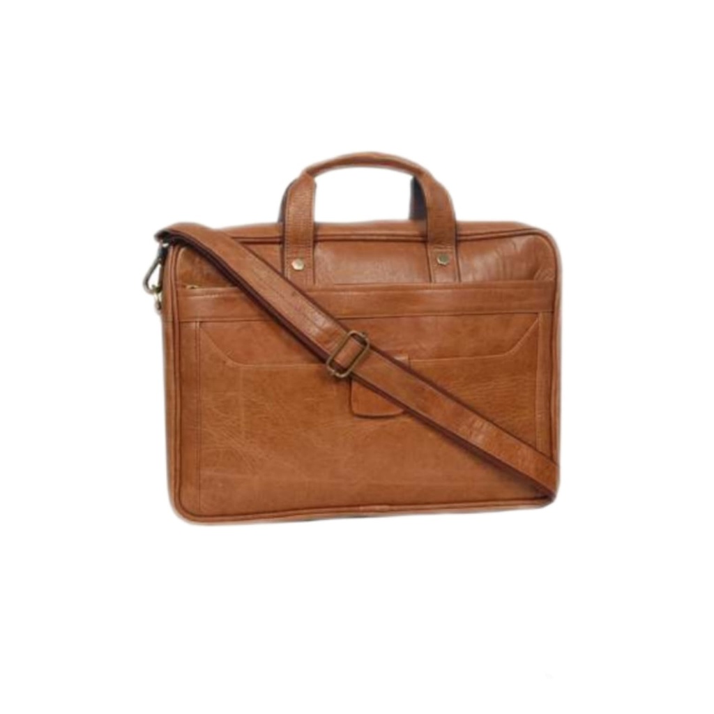 CRUNCH LEATHER LAPTOP BAG
