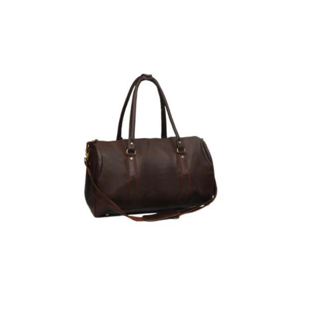 BROWN LEATHERETTE DUFFLE BAG
