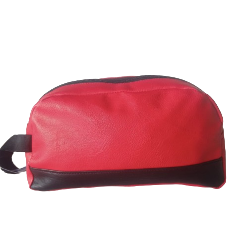 Red & Black Hand Pouch: Rexine Composition with Single Compartment (14 x 24 x 6 cm)