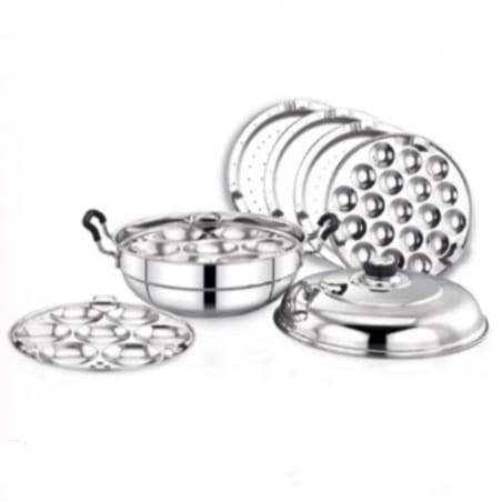 14 Multi Idli Pot 6 Plates - Idli Pot With Lid : 1 No.,7 Idli Plate 2 Nos, Nos.,Steamer Plate :1 No,Mini Idli Plates : 1 No.,Dhokla Plates : 2 Nos