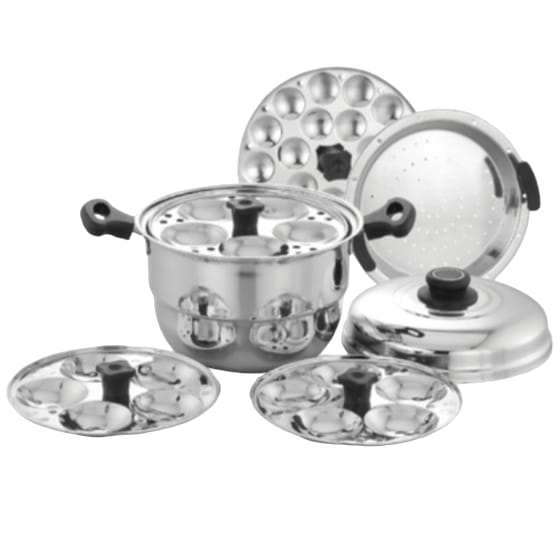 15 Multi Idli Pot - Idli Pot With Lid : 1 No.,5 Idli Plates : 3 Nos.,Steamer Plates : 1 No.,Mini Idli Plates : 1 No