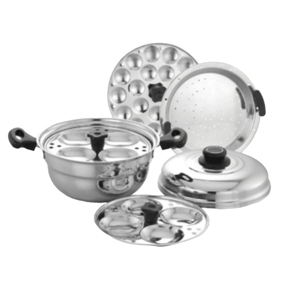8 Multi Idli Pot - Idli Pot With Lid : 1 No.,4 Idli Plates : 2 Nos,Steamer Plates :1 No.,Mini Idli Plates : 1 No