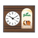 Table Clock Cum Pen Stand - Green Ply